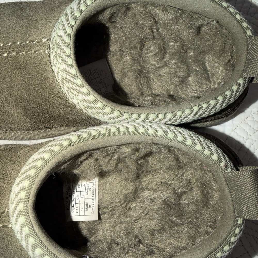 Koolaburra by UGG KIDS Sz 12 Burree Olive Green Slip on Slippers - Picture 8 of 9